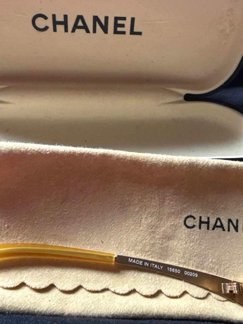 CHANEL Gold Frame Sunglasses with Yellow Lenses